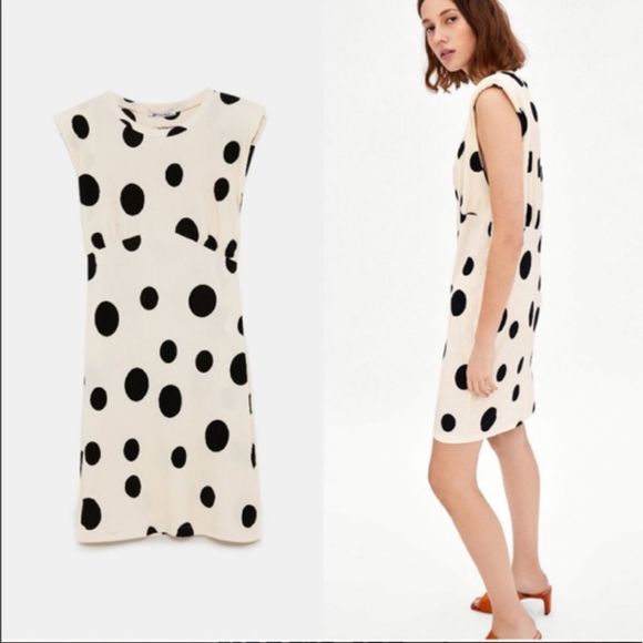Zara Trafaluc Ivory Polka Dot Dress Size Small - Picture 1 of 5